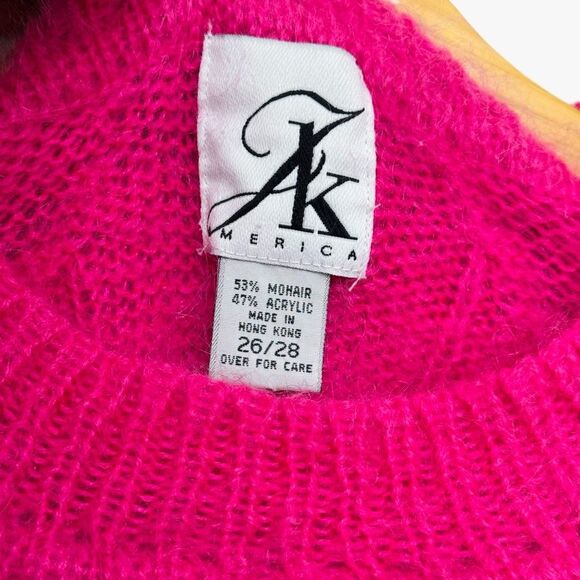 Vintage JK America Knit Pink Sweater Slouchy Mohair Acrylic Blend Crew Neck 26 - Picture 3 of 3